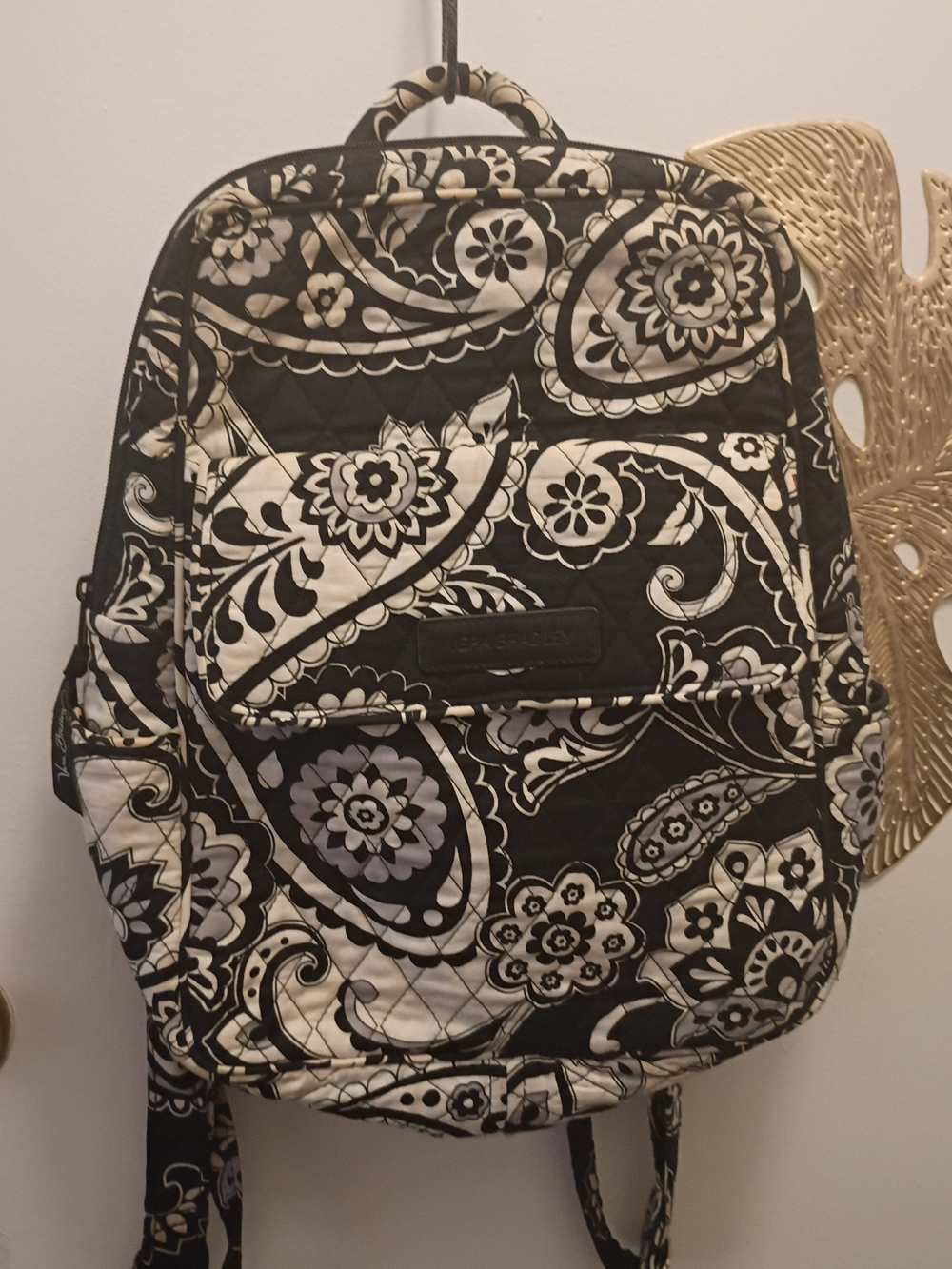 Vera Bradley Black and White Quilted Floral Backpack